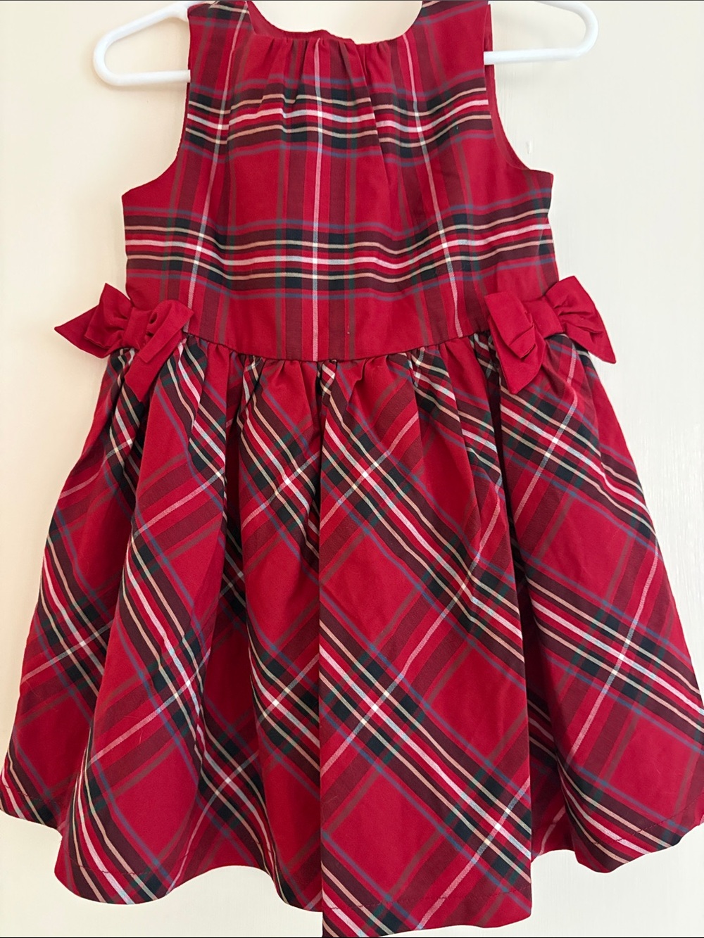CARTERS Red Plaid Holiday Dress with Side Bows Size 2T